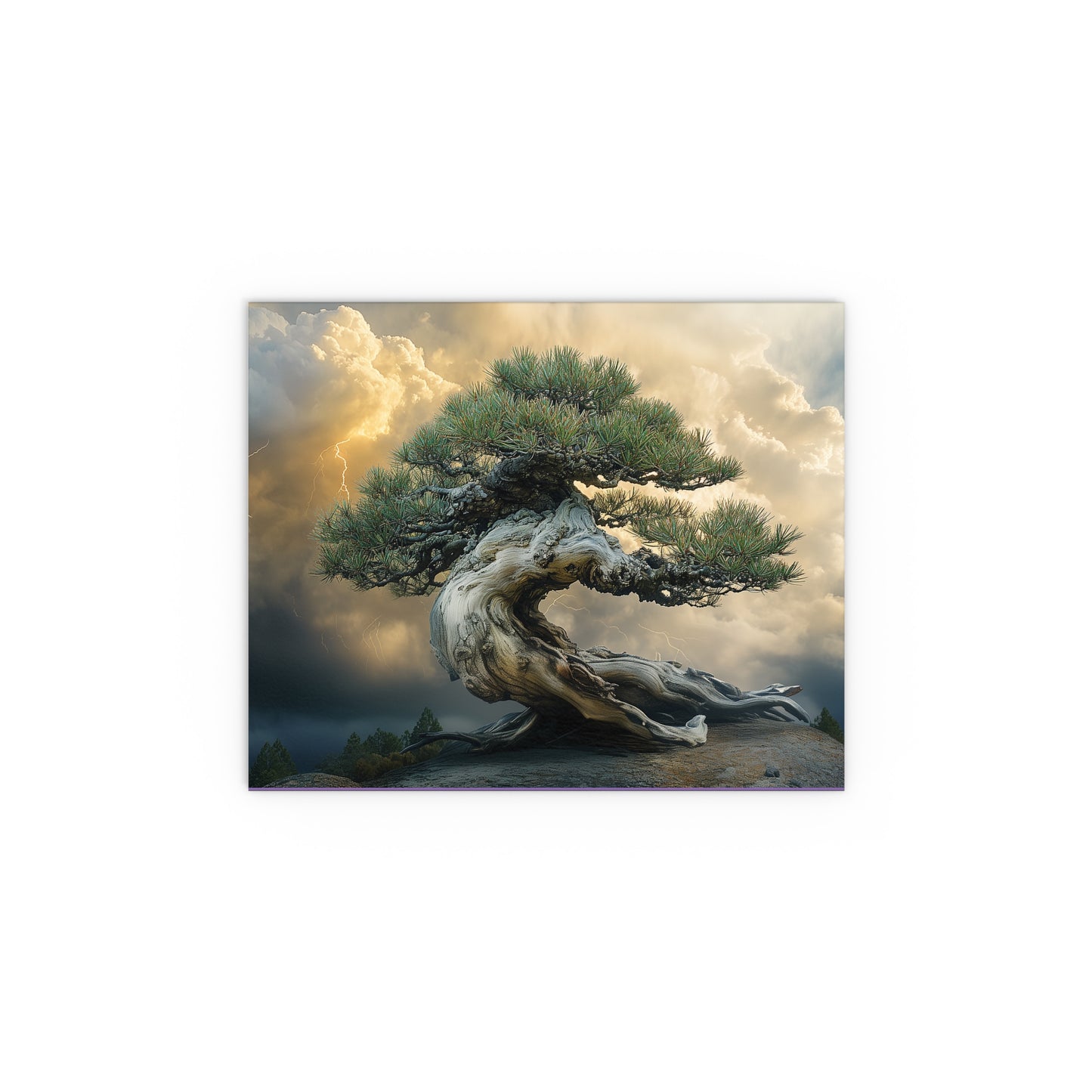 Bonsaitree in the Storm, Pinetree Bonsai Indoor and Outdoor Silk Posters