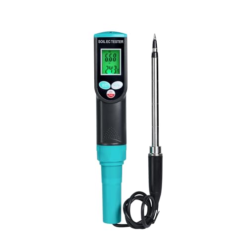 Digital EC Soil Meter, 2-in-1 EC and Temperature Tester with Wired IP67 Electrode for Agricultural, Farming, Gardening, Lawn, Outdoor&Indoor Plants Use