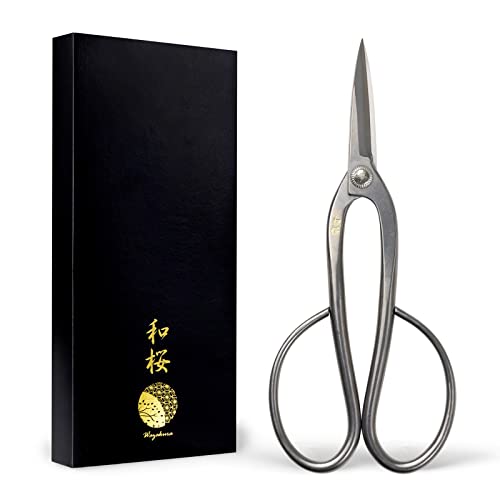 Wazakura Yasugi Stainless Steel Made in Japan Ashinaga Bonsai Scissors 8" (200 mm), Pruning Shears, Japanese Gardening Tools - Yasugi Stainless Steel Traditional Ashinaga