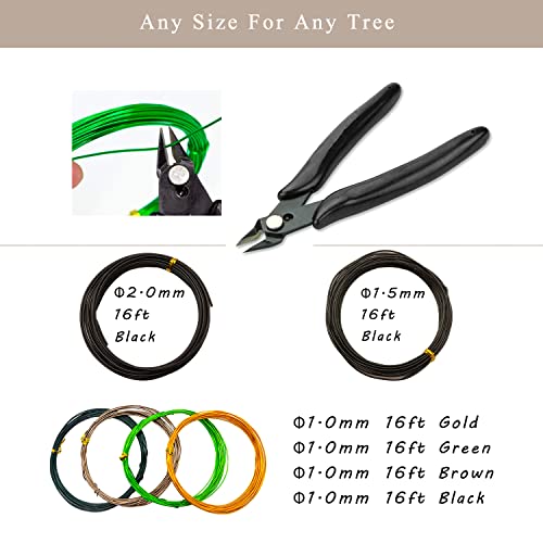 Bonsai Tree Tools Kit, 22 PCs Bonsai Tools Set High Carbon Steel Trimming Tools Set Include Pruning Shears, Cutters, Training Wires, Bonsai Grooming Care Kit for Beginner Gardening Gifts