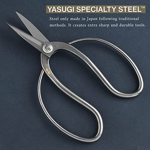 Wazakura Yasugi Stainless Steel Made in Japan Traditional Bonsai Scissors 7 in (180 mm), Pruning Shears for Bonsai Trees, Japanese Gardening Tools