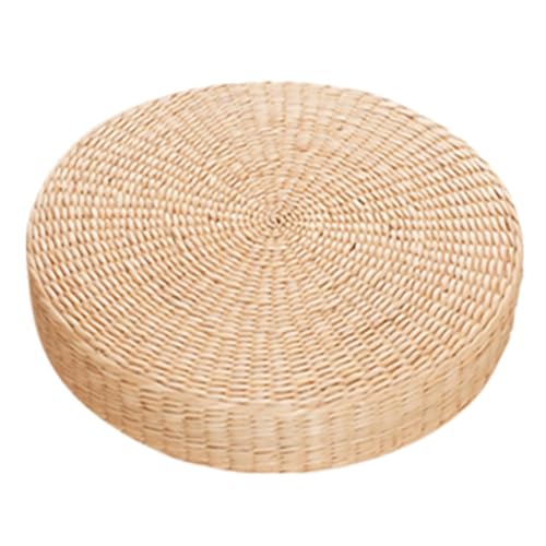 Tatami Floor Pillow Sitting Cushion, Round Pouf Floor Seat Cushion Hand-Woven Tatami Seat Cushion Floor Straw Mat Soft Yoga Mat for Outdoor Seat