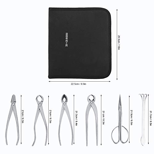 Bonsai Tools Set, 6pcs Stainless Steel Bonsai Garden Plant Tree Scissors Trimming Cutting Tool Set with Storage Bag, Garden Plant Tools