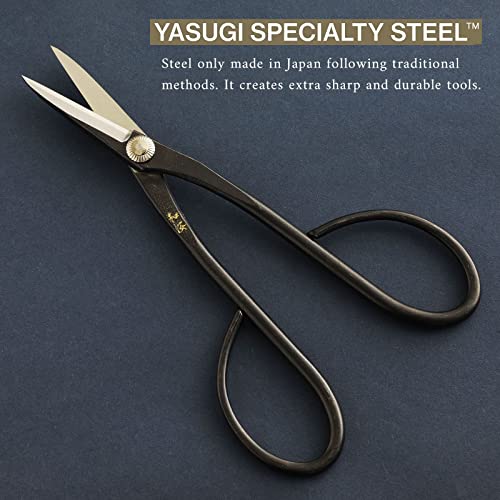 Wazakura Yasugi Steel Satsuki Bonsai Scissors for Trimming Made in Japan 7 inch (180 mm), Japanese Garden Bonsai Tools, Pruning Shears for Flowers and Herbs