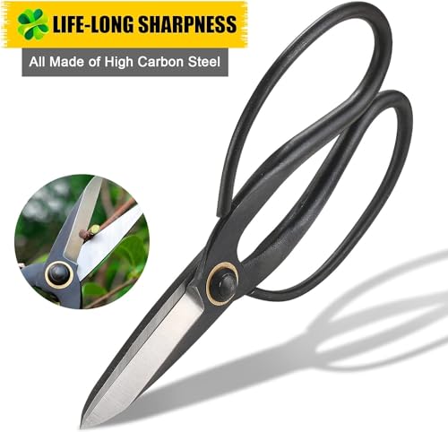 Professional Bonsai Scissors 7.3", Bonsai Shears for Gardening, Bonsai Pruning Shears for Arranging Flowers, 180mm Bonsai Clippers for Trimming Plants, Black