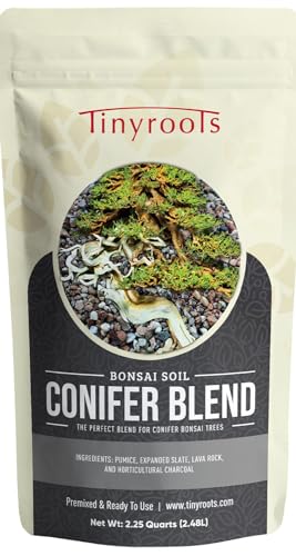 Tinyroots Conifer Bonsai Soil Blend – 2.25 Quarts - Formulated and Pre-Mixed for Junipers, Japanese Black Pines, White Pines, Cedar, Cypress and All Other Conifers