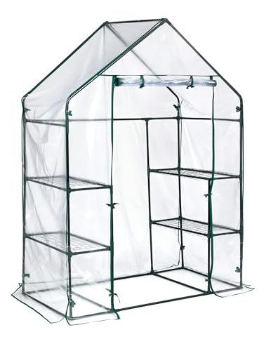 Miracle-Gro 4'8" x 29" x 6'5" All-Season Mini Walk-in Greenhouse with 4 Wire Shelves for Outdoors, Easy-Access and Durable, Translucent