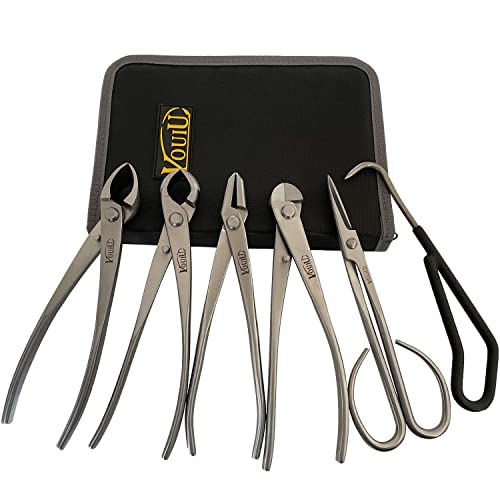 6-Piece Bonsai Tool Set,Concave Cutter,Knob Cutter,Jin Pliers,Wire Cutter,Bonsai Scissors, Bonsai Root Hook