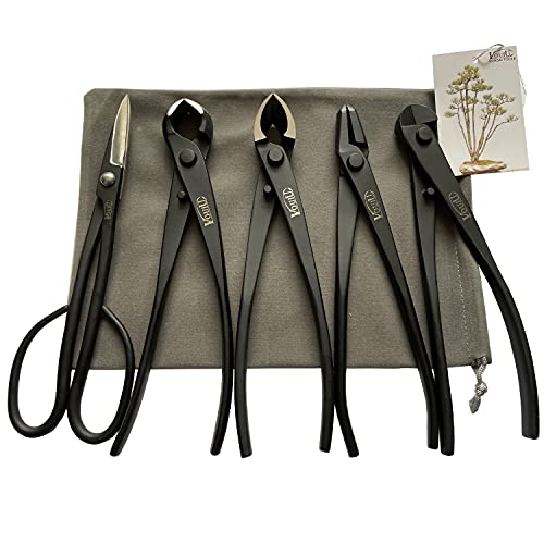 5-Piece Bonsai Tool Set,Knob Cutter,Concave Cutter,Wire Cutter,Jin Pliers,Bonsai Scissors