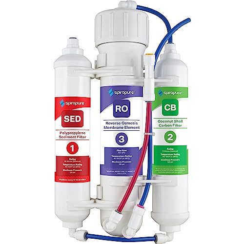 SpiroPure SP-RO300AQ Portable RO Water Filter System Apartment RO, 150 GPD 3-Stage Countertop Reverse Osmosis for Drinking Water, Tankless Small Reverse Osmosis System