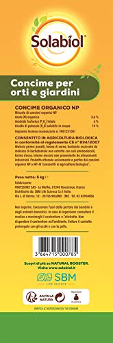 SOLABIOL Biologico con Tecnologia Natural Booster per favorire Lo Sviluppo radicale e Aumenta la Produzione Orti e Giardini, Concime granulare Marrone, 5 kg