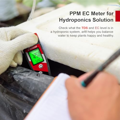 Digital pH Meter pH TDS EC Meter for Hydroponic Nutrient Solution pH and EC Meter with LCD Display TDS Water Tester pH PPM Meter for DWC Setup Aeroponic Growing Tent Indoor Plant Grow