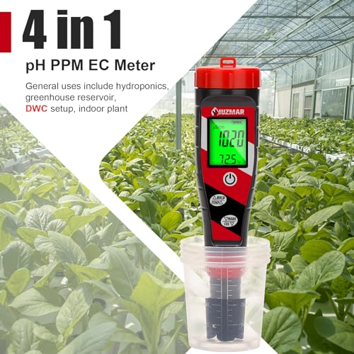 Digital pH Meter pH TDS EC Meter for Hydroponic Nutrient Solution pH and EC Meter with LCD Display TDS Water Tester pH PPM Meter for DWC Setup Aeroponic Growing Tent Indoor Plant Grow