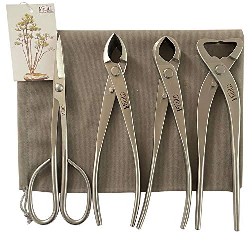 4-Piece Bonsai Tool Set,Concave Cutter,Knob Cutter,Trunk Splitter,Bonsai Scissors