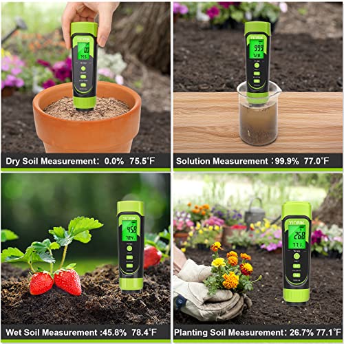 Digital Soil Moisture Meter,Direct Soil EC Meter,3 in 1 Soil Hygrometer EC Indoor Plant Soil Moisture Meter for Water,House Plants,Great Hygrometer for Gardeners,Composters,Farmers,Nurseries