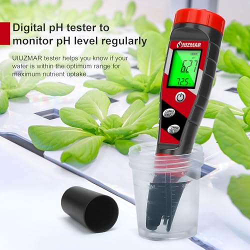 Digital pH Meter pH TDS EC Meter for Hydroponic Nutrient Solution pH and EC Meter with LCD Display TDS Water Tester pH PPM Meter for DWC Setup Aeroponic Growing Tent Indoor Plant Grow