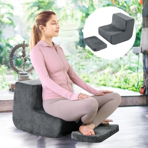 BALAPET Meditation Cushion,Ergonomic Meditation Cushion Set for Back Support & Stability, Crystal Velvet Covered Foam for Indoor & Outdoor Use,Removable Covers for Easy Clean