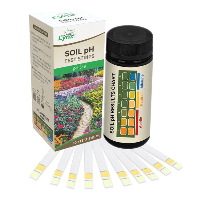 Soil pH Test Strips [100 ct] pH Range 3-9, Results in Seconds – Easy to Use: Just Collect Soil, Cover in Water, & Dip The Strip – Laboratory at Your Fingertips - Soil Kit for Vegetable Garden & Lawn