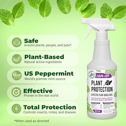 Mighty Mint 32 oz Peppermint Plant Protection Spray - Kit - for Spider Mites, Insects, Gnats, Fungus, and Disease