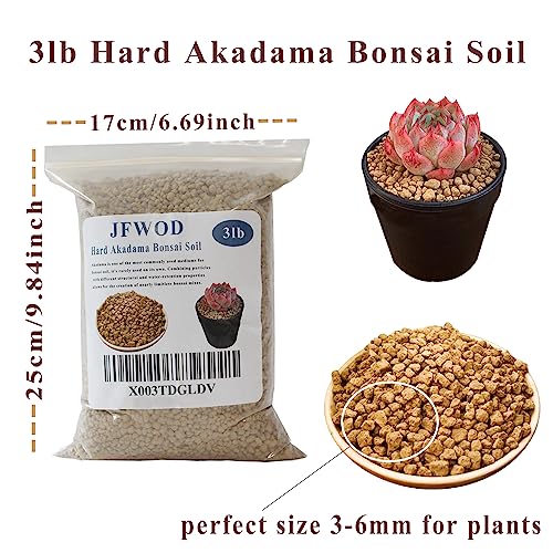 3lb Hard Akadama Bonsai Soil 3-6mm Small Grain for Cactus, Succulents, Bonsai Plants Soil Amendment, Prevent Over Water, Provides Optimal Water Retention, Fast Drainage