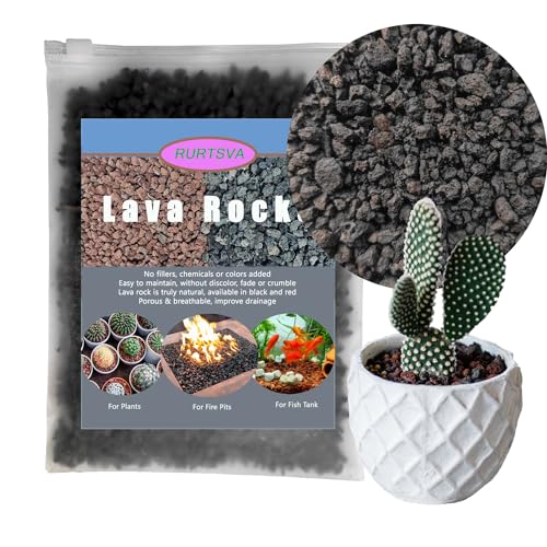 Lava Rocks for Plants, 5lbs Volcanic Stones Gravel Horticultural Drainage Potting Soil for Indoor Outdoor Plants, Succulents, Bonsai, Cactus, Vase Fillers, Top Dressing (5LBS, Black, 1)