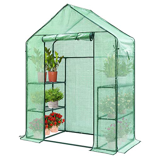 VIVOSUN 57 x 29 x 77-Inch Mini Walk-in Greenhouse with Windows, Shelves and Anchors, Plant Garden Hot House