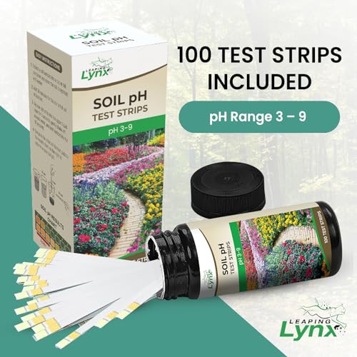 Soil pH Test Strips [100 ct] pH Range 3-9, Results in Seconds – Easy to Use: Just Collect Soil, Cover in Water, & Dip The Strip – Laboratory at Your Fingertips - Soil Kit for Vegetable Garden & Lawn