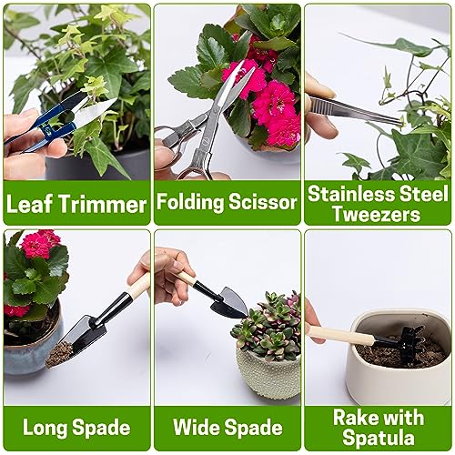 Bonsai Set 8 Pcs - Include Pruner,Fold Scissors,Mini Rake,Bud & Leaf Trimmer Set by ZELAR Made