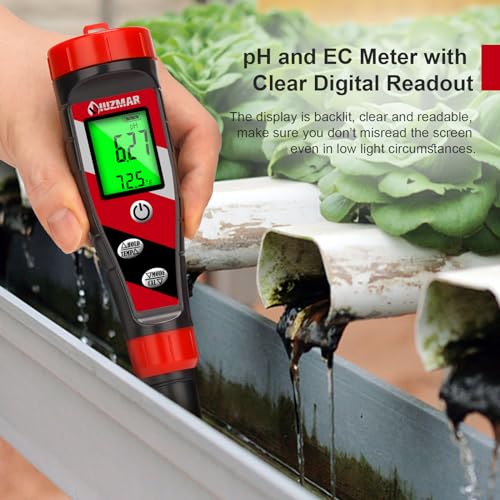 Digital pH Meter pH TDS EC Meter for Hydroponic Nutrient Solution pH and EC Meter with LCD Display TDS Water Tester pH PPM Meter for DWC Setup Aeroponic Growing Tent Indoor Plant Grow