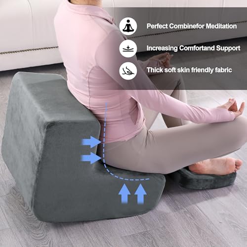 BALAPET Meditation Cushion,Ergonomic Meditation Cushion Set for Back Support & Stability, Crystal Velvet Covered Foam for Indoor & Outdoor Use,Removable Covers for Easy Clean