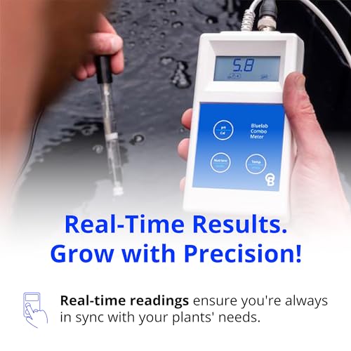 Bluelab METCOM Combo Meter for pH, Temperature, Conductivity (Nutrient) in Water with Easy Calibration, Digital TDS/PPM Tester for Hydroponic System and Indoor Plants