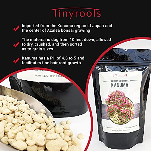 Kanuma Bonsai Soil by Tinyroots- 2 Quarts, Used with Acid Loving Bonsai Trees, Camellias, Gardenias, Azaleas, 5 Millimeter