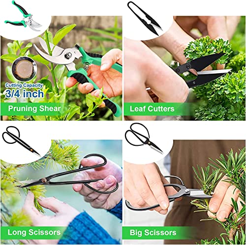 Bonsai Tools Kit- 24 PCS Bonsai Tree Kit Tools for Beginners, Bonsai Tool Set Bonsai Starter Trimming Care Kit Include Pruning Shears, Scissors, PU Leather Bag, Bonsai Pruning Kit for Women & Men