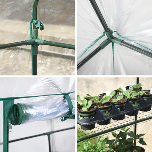 Miracle-Gro 4'8" x 29" x 6'5" All-Season Mini Walk-in Greenhouse with 4 Wire Shelves for Outdoors, Easy-Access and Durable, Translucent