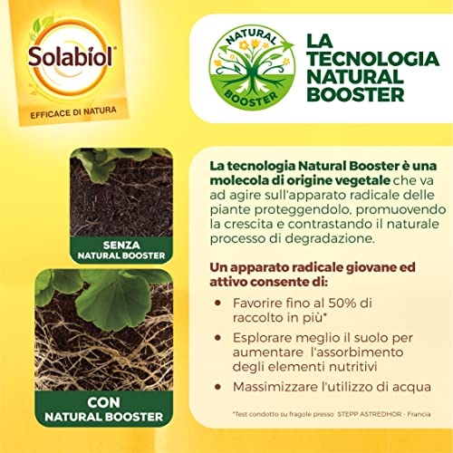 SOLABIOL Biologico con Tecnologia Natural Booster per favorire Lo Sviluppo radicale e Aumenta la Produzione Orti e Giardini, Concime granulare Marrone, 5 kg