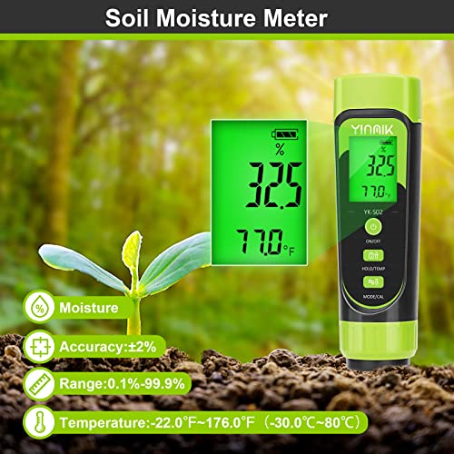 Digital Soil Moisture Meter,Direct Soil EC Meter,3 in 1 Soil Hygrometer EC Indoor Plant Soil Moisture Meter for Water,House Plants,Great Hygrometer for Gardeners,Composters,Farmers,Nurseries