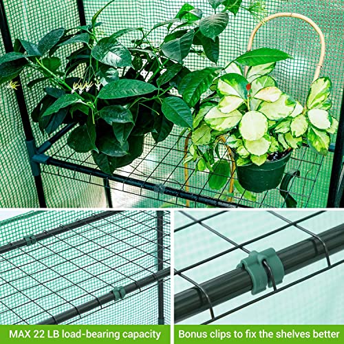 Ohuhu Greenhouse for Outdoors with Screen Windows, Walk in Plant Greenhouses Heavy Duty with Durable PE Cover, 3 Tiers 12 Shelves Stands 4.8x4.8x6.3 FT Plastic Portable Green House with Shelf Clips