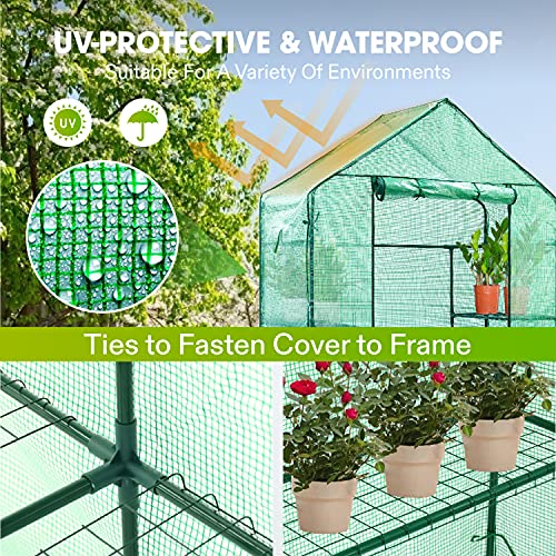 VIVOSUN 57 x 29 x 77-Inch Mini Walk-in Greenhouse with Windows, Shelves and Anchors, Plant Garden Hot House