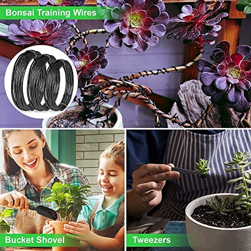 Bonsai Tools Kit- 24 PCS Bonsai Tree Kit Tools for Beginners, Bonsai Tool Set Bonsai Starter Trimming Care Kit Include Pruning Shears, Scissors, PU Leather Bag, Bonsai Pruning Kit for Women & Men