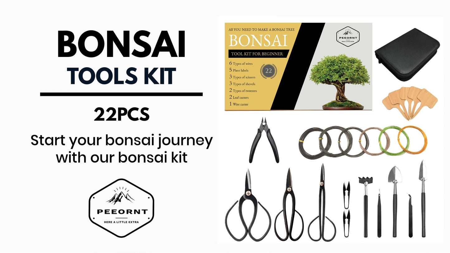 Bonsai Tree Tools Kit, 22 PCs Bonsai Tools Set High Carbon Steel Trimming Tools Set Include Pruning Shears, Cutters, Training Wires, Bonsai Grooming Care Kit for Beginner Gardening Gifts